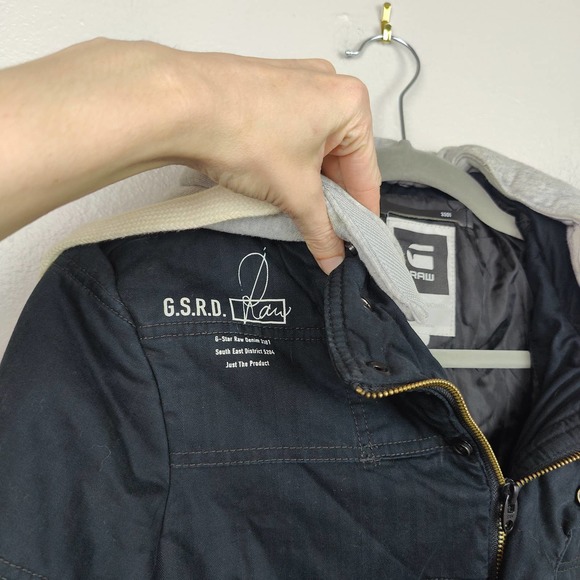 G Star Raw Storm Hooded Jacket Womens Small Black Full Zip 100% Cotton Biker - Picture 2 of 8